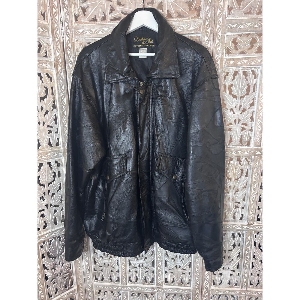 Vintage Patchwork Genuine Leather Jacket by Leather & Soul Size Mens XL